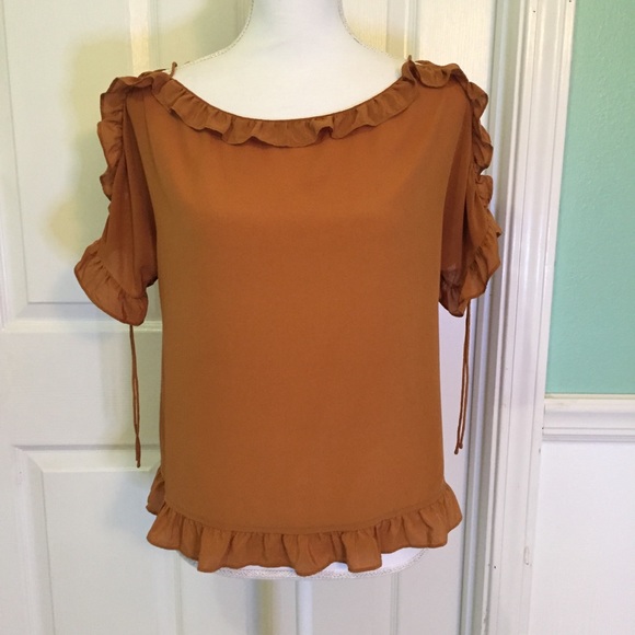 Madewell Silk Ruffle Lace-Up Sleeve Top Small - Picture 7 of 11